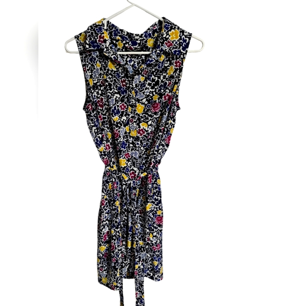 Banana Republic Women’s Dress Belt Sleeveless Collar Front Button Printed SZ 6